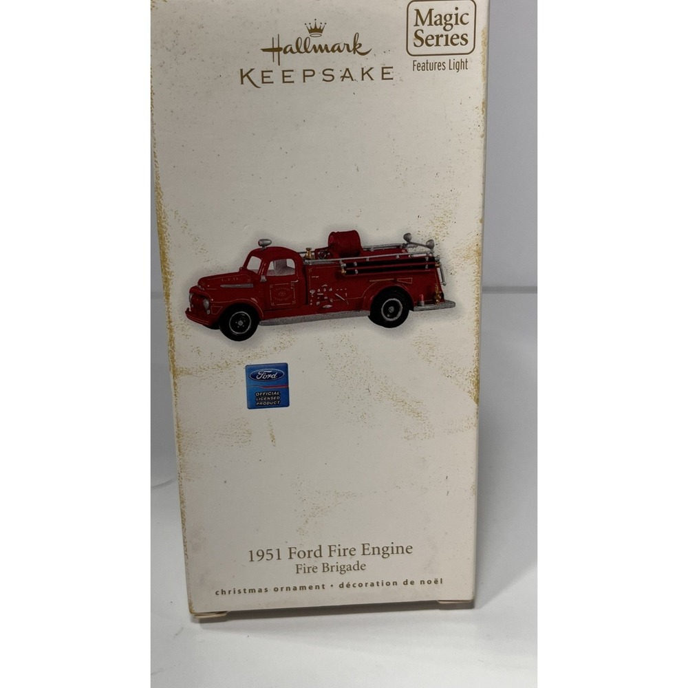 2010 Hallmark Keepsake 1951 Ford Fire Engine 8th Fire Brigade Magic Ornament NIB